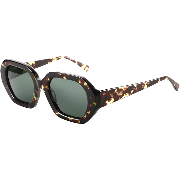Havana Tortoise Frame Green Lens Hexagon Polarized Sunglasses Vintage for Women - Picture 2 of 4